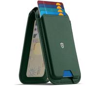 SHIELDON Magnetic Wallet, Compatible with MagSafe Wallet, Genuine Leather Card Holder, RFID Blocking & ID Window, Fit 6 Cards, Magnetic Phone Stand for iPhone 16/15/14/13/12 Series - Evergreen