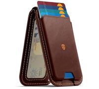 SHIELDON Magnetic Wallet Stand, Compatible with MagSafe, Genuine Leather Magnetic Phone Card Holder, 4 Card Slots, RFID Blocking, for iPhone 17/16/15/14/13/12 Pro/Pro Max/Plus Series - Retro Coffee