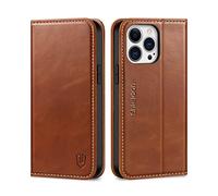 SHIELDON Wallet Case for iPhone 13 Pro Max 5G, Genuine Leather Folio Case [Magnetic][Shock Absorbing][RFID Blocking][Credit Card Slots][Kickstand] Compatible with iPhone 13 Pro Max 6.7", Retro Brown