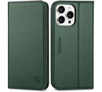 SHIELDON Wallet Case for iPhone 16 Pro Max, Genuine Leather Folio with Card Holder [RFID Blocking][Kickstand][TPU Shell] Magnetic Folding Case Compatible with iPhone 16 Pro Max 6.9" 2024 - Evergreen