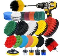 Shieldpro 45 Piece Drill Brush Attachment Set, All Purpose Power Clean Scrubber Brush, Scrub Pads & Sponge with Extend Long Attachment for Bathroom, Kitchen,Grout,Tub,Tile,Corners, Auto