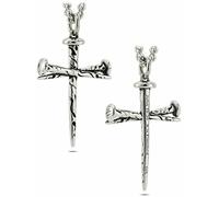 Shields of Strength Men's 14K Gold Plated and Stainless Steel Nail Cross Pendant Necklace John 19:30 Bible Verse - Christian Faith Jewelry Gifts Chain, 20 inch, Stainless Steel, No Gemstone
