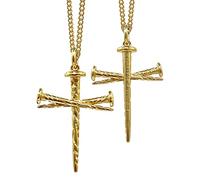 Shields of Strength Men's Nail Cross Necklace - Stainless Steel, Gold Plated, Christian Faith, John 19:30, Religious Jewelry, 20 inch, Gold Plated, No Gemstone