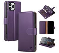 Shieldtop Compatible with iPhone 14 Pro Max Wallet Case with Card Holder,Women Men RFID Blocking PU Leather Flip TPU Protective Cover Credit Card Slots,Phone Case for Apple 14 Pro Max,Dark Purple