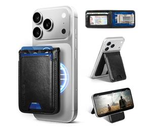 Shieldtop Compatible with Magsafe Case with Card Holder for Men Women Magnetic Ultra-Thin Wallet Bracket Adjustable Bracket for iPhone 17/16/15/14/13/12 Pro/Pro Max/PlusSeries,Black