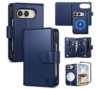 Shieldtop Compatible with MagSafe iPhone Duo Wallet Case,Dark Blue | 2 in 1 Detachable Magnetic,Credit Card Holder Slots,RFID Blocking,PU Leather,Kickstand,Flip Folio Phone Cover for Men & Women