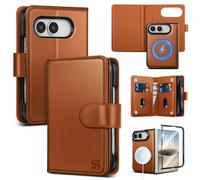 Shieldtop Compatible with MagSafe iPhone Duo Wallet Case,Light Brown | 2 in 1 Detachable Magnetic,Credit Card Holder Slots,RFID Blocking,PU Leather,Kickstand,Flip Folio Phone Cover for Men & Women