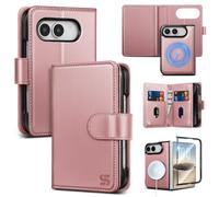 Shieldtop Compatible with MagSafe iPhone Duo Wallet Case,Rose Gold | 2 in 1 Detachable Magnetic,Credit Card Holder Slots,RFID Blocking,PU Leather,Kickstand,Flip Folio Phone Cover for Men & Women
