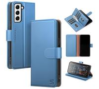 Shieldtop Compatible with Samsung Galaxy S21 Wallet Case with Card Holder,Women Men RFID Blocking PU Leather Folio Flip TPU Protective Cover Credit Card Slots,Phone Case for Galaxy S21 6.2",Light Blue