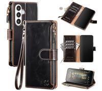 Shieldtop Compatible with Samsung Galaxy S26 Plus Wallet Case with Card Holder,Women Men RFID Blocking PU Leather Phone Case Flip Protective Cover Wrist Strap Zipper Credit Card Slots,Coffee-U1