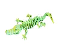 Shienfir 3d Printed Crocodile Sculpture Figurine Skeleton with Movable Joints Articulated Animal Model Toy for Home Office Desktop Green 20cm