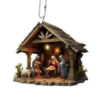 Shienfir Jesus Family Prayer Ornament Christmas Pendant Scene Bright Colored Religious Symbol for Home D