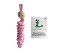 Shienfir Knitting Worm Doll Knitted Caterpillar Plushie Worry Worm Knitting Doll Handmade Crochet Colorful Yarn Toy Pink 1pc