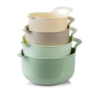 Shienfir Nesting Mixing Bowls Food-safe 4pcs Set Non-slip Pour Spout Handle Bpa-free Dishwasher Freezer Safe Salad Bowl for Cooking Baking Prepping Light Green 4pcs