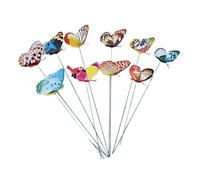 Shienfir Outdoor Butterfly Decoration Fake Stake 10pcs Luminous Weather-resistant Garden Planter Pot Vase 3d Pole Spike Stick Photo Random Color 10 pcs