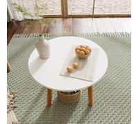 Shienfir Round Dining Table, Small Retro Lounge Table with 4 Wood Legs, Small Round Modern Dining Conference Meeting Room Table, 60cm Dining Tables for Home, Cafe & Restaurants White