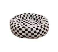 Shienfir Round Dog Bed with Raised Edges Comfortable Nest for Pets Donut Cat Plush Soft Pet Cats Small Dogs Anti-slip Calming Warm Joint Pain Relief Cozy Black White M