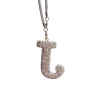 Shienfir Unique Car Decor Initials Car Accessory Car Letter Charm Faux Crystal Pendant Rear View Mirror Hanging Alphabet Ornament for Car Tree Accessory J