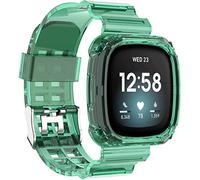 Shieranlee 22mm Green TPU Sport Band with Stainless Steel Buckle, Compatible with Fitbit Versa 3 & Sense, Standard Watch Band Case