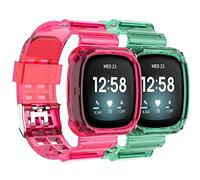 Shieranlee Strap Compatible with Fitbit Versa 3 & Sense, Standard Watch Band, TPU Material, Pink, 5.9"-8.7" Unisex Casual Sports Band with Stainless Steel Buckle