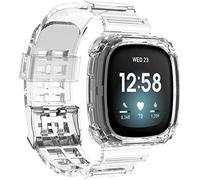 Shieranlee Strap Compatible with Fitbit Versa 3 Strap/Fitbit Sense Strap, Soft Clear TPU Sport Band with Protective Case Stainless Steel Buckle Compatible with Fitbit Sense/Fitbit Versa 3