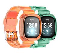 Shieranlee Strap Compatible with Fitbit Versa 3 Strap/Fitbit Sense Strap, Soft Clear TPU Sport Band with Protective Case Stainless Steel Buckle Compatible with Fitbit Sense/Fitbit Versa 3