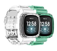 Shieranlee Strap Compatible with Fitbit Versa 3 Strap/Fitbit Sense Strap, Soft Clear TPU Sport Band with Protective Case Stainless Steel Buckle Compatible with Fitbit Sense/Fitbit Versa 3