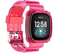 Shieranlee Strap Compatible with Fitbit Versa 3 Strap/Fitbit Sense Strap, Soft Clear TPU Sport Band with Protective Case Stainless Steel Buckle Compatible with Fitbit Sense/Fitbit Versa 3