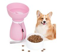 Shiergongli 2-in-1 Foldable Dog Water Bottle & Food Container - 600ml Portable Pet Dispenser with Bowl & Leakproof Valve, BPA-Free Travel Feeder for Puppy, Cat, Small Pets (Pink, 600ml+260ml)