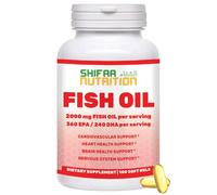 SHIFAA NUTRITION Halal Fish Oil 2000mg Softgels with 360mg EPA & 240mg DHA. 100 Wild Caught & Non-GMO Omega 3 Softgels for Heart & Brain Health. Burpless, Easy-to-Swallow Fish Oil Omega 3 Supplements