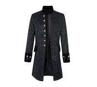 ShiFan Mens Vintage Coat Steampunk Uniform Gothic Jacket Adult Punk Fancy Dress Black 5XL