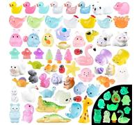SHIFANQI 130PCS Mini Resin Animals, Tiny Resin Animals Mixed, Miniature Little Small Plastic Glass Animals Figures Glow in the Dark for Micro Landscape Fairy Garden Aquarium Dollhouse Decor