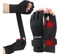 SHIFANQI 2 Pairs Copper Arthritis Compression Gloves Women Men for Carpal Tunnel, RSI, Joint Pain, Swelling, Tendonitis Relief, Fingerless Arthritis Gloves for Computer Typing, Driving (Small/Medium)