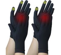 SHIFANQI 2 Pairs Full Finger Copper Arthritis Compression Gloves with Touchscreen, Relief for Hand Pain, Carpal Tunnel, Rheumatoid, Inflammation, Tendonitis, Fit for Men Women, Driving,Typing (M)