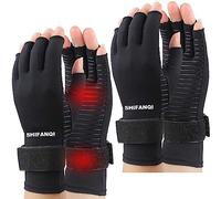 SHIFANQI 2 Pairs Pack Copper Compression Gloves, Arthritis Gloves for Women & Men, Carpal Tunnel Gloves, Relieve Arthritis Pain, Fingerless Design, Breathable Fabric Comfortable Fit (Small/Medium)