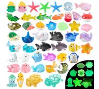 SHIFANQI 54pcs Luminous Mini Ocean Resin Animals, Tiny Sea Animals Glow in The Dark Miniature Little Small Resin Animal Figures Bulk for Fairy Garden Micro Landscape Aquarium Dollhouse Decor
