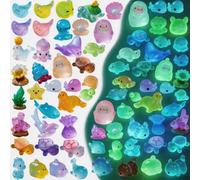 SHIFANQI 55pcs Luminous Mini Ocean Resin Animals, Tiny Sea Animals Glow in The Dark Miniature Little Small Plastic Glass Animal Figures Bulk for Fairy Garden Aquarium Decor
