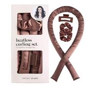 SHIFANQI Heatless Curlers Set for Effortless Curl, 4Pcs Satin Hair Rollers for Overnight Curls, Heatless Curling Rods, Overnight Blowout Rods for Long Short Hair Styling Tools for Women, Coffee