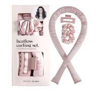 SHIFANQI Heatless Curlers Set for Effortless Curl, 4Pcs Satin Hair Rollers for Overnight Curls, Heatless Curling Rods, Overnight Blowout Rods for Long Short Hair Styling Tools for Women, Light Pink
