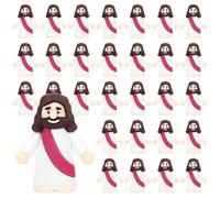 SHIFANQI Little Jesus Figures, 30 Pack Mini Jesus Figurines in Bulk, Small Pocket Jesus to Hide and Seek, Tiny Christ Savior Religious Party Favors for Easter Church Sunday Baptism Gifts, Hot Pink