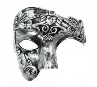 SHIFANQI Masquerade Mask for Men, Retro Phantom Of The Opera Mask, Vintage Venetian Mask for Ball Party, Mardi Gras, Carnival, Silver