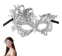 SHIFANQI Masquerade Mask for Women, Half Face Masquerade Venetian Ball Masks, Ladies Elegant Lace Eye Mask for Party, Prom, Carnival,Halloween, Mardi Gras, Cosplay Costume, Silver