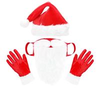 SHIFANQI The Green Monster Mask and Gloves,Santa Hat Green Face Christmas Mask,Costume Cosplay Latex Head Mask for Adults (Red Hat+Beard+Gloves)