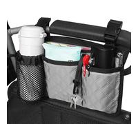 SHIFANQI Wheelchair Bag with Cup Holder, Wheelchair Accessories Armrest Side Bag Multi Pockets Pouch for Electric Wheelchairs, Walkers, Rollators & Mobility Scooters, Adults, Seniors, Grey