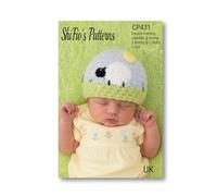 ShiFio's Patterns CP431 Baby Hat Crochet Pattern, Double Knitting for Preemie to 3 Years, Sheep Design with Blue and Green Colors, UK Instructions