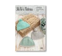 ShiFio's Patterns Men's Crochet Beanie Hat Pattern CP333, Double Knitting, Winter Hats Collection, Striped and Ribbed Designs, Adult Size