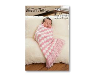 ShiFio's Patterns Paper Pattern Baby Blanket Crochet Pattern CP37, Double Knitting, 80cm x 150cm,