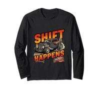 Shift Happens - Stick Shift Humor Three Pedals Long Sleeve T-Shirt