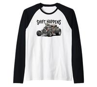 Shift Happens Vintage Rat Rod Hotrod Car Street Rod Design Raglan Baseball Tee
