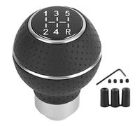 Shift Knob, 5 Speed Gear Shift Knob Stick Aluminium Alloy 5 Speed Leather Car Gear Stick Shifting Knobs Shifter Lever Round Shifting Lever Knobs Manual Automobiles Accessory(A (black))